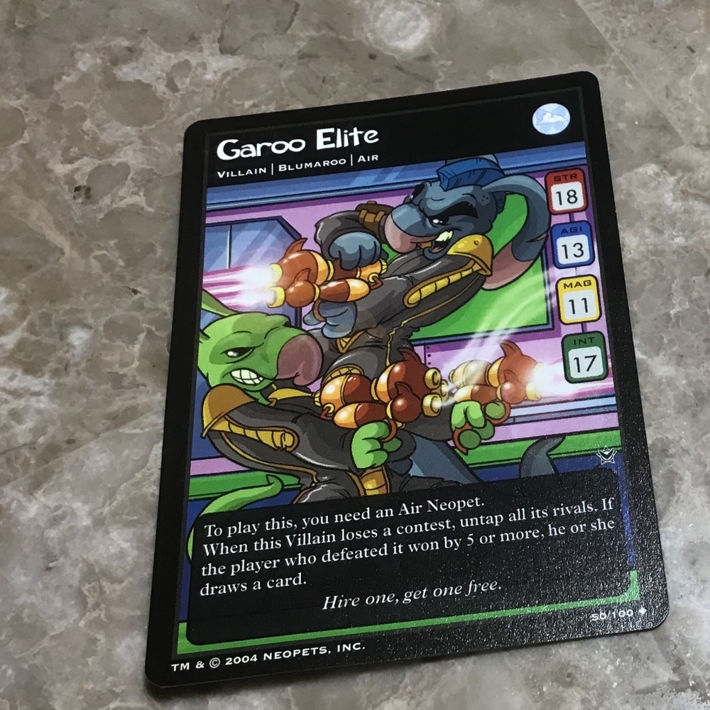 MINT!!UNCOMMON 2004 NEOPET CARD GAROO ELITE
